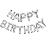 Happy Birthday Banner 13Pcs 16 Inch Mylar Foil Letters Sign Balloons Birthday Party Decorations For Kids And Adults - 3D Silver