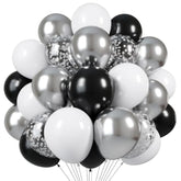 60 Pcs Black & Silver Balloons 12" Confetti Balloons for Birthday & Theme Parties