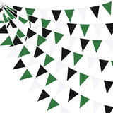 32Ft Green, White & Black Party Decorations, Pennant Banner for Graduation, Birthday & Events