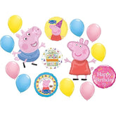 Anagram Peppa and George Happy Birthday Party Supplies Pig Foil Balloon Bouquet Decorations, BQ_4288