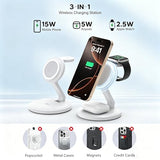 Charging Station for Magnetic Wireless iPhone Mag-Safe Charger,15W 3in1 Foldable Wireless Dock Fast MagSafe Charger Stand for iPhone 17 Pro