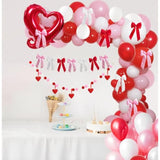Valentines Day Party Balloons Arch Garland Kit, Red Pink White Bows Decorations, 106Pcs Balloons & Accessories For Valentines Engagement Party Birthday Decorations