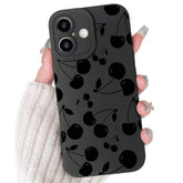Compatible For Iphone 16 Case Cute Cool Cherry Black Design For Girls Women Soft Tpu Shockproof Protective Girly For Iphone 16-Cherry