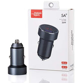 36W Dual Usb Type C Pd 3.0 (18W) + Usb A Qc4.0 (18W) Mini Fast Car Charger Adapter With Built-In Led Voltmeter