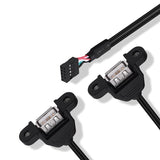 USB 2.0 Front Panel Header 9 Pin to USB A Adapter Y Splitter Cable Motherboard 9 Pin Header Splitter to Dual Type A Female Ports with Screw Panel