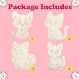 Cat Party Favors - 24 Pcs Cat Birthday Party Supplies - Cat Wooden Painting Kit For Kids With Cat Cards Cat Birthday Decorations Goodie Bags Gifts Prizes For Kids Girls Toddler