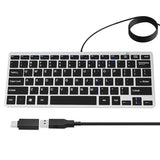 Ultra-Slim 78Keys Usb Mini Wired Keyboard With Media Hotkeys For Apple Mac Pro, Macbook 56Pro/ Imac, Air, Mac Mini, Laptop Computers, Windows Pc 11/10/8/7, With Usb-A To C Otg Adapter, Silver Black