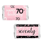 Pink 70Th Birthday Party Mini Candy Bar Wrappers - 42 Count, 70Th Birthday Decorations For Women