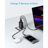 Anker 67W USB C Charger, 3 Port PIQ 3.0 Compact and Foldable Fast Charger for MacBook Pro, iPad, Galaxy, iPhone and More (5FT USB-C Cable Included)