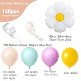 140pcs Daisy Balloon Garland Kit – Macaron Purple, Green, Nude & Yellow for Boho Birthday, Baby Shower and Flower-Themed Parties