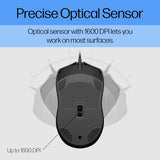 Wired Mouse 100 - Precise Optical Sensor With 1600 Dpi - Easy Usb Connection - Ambidextrous Design - 3 Button Control & Built-In Scrolling - Multi-Os Compatible (6Vy96Aa#Abl)