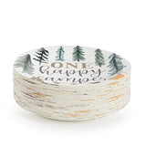 80-Pack One Happy Camper Paper Plates - 9-Inch White Disposable Plates - Forest Bear & Campfire Design - Camping Theme Party & Baby Shower