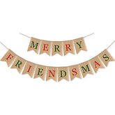 Burlap Merry Friendsmas Banner Christmas Holiday Friends Party Supplies Garland Decoration(Colorful)