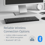 Kb270 Eq Wireless Rechargeable Keyboard, Full-Size, Spill-Proof, 2.4Ghz & Bluetooth 5.0 Connection, Compatible With Windows And Macos (K75558Na)