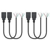 4Pcs Short Usb A Female 4 Pin Bare Wire 11Inch,Usb 5V/2A 4 Pin Pigtail Open En