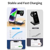 Wireless Charger, Aluminum Alloy 3 In 1 Wireless Charging Station For Apple Iphone/Iwatch/Airpods,Iphone15 14,13,12,11 (Pro, Promax)/Xs/Xr/Xs/X/8(Plus),Iwatch8/7/6/Se/5/4/3/2,Airpods 3/2/Pro