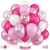 Pink Balloons Set 12 Inch Hot Pink And White Balloons 35 Pcs Rose Red Light Metallic Pink Confetti Balloon For Girls Women Princess Valentines Engagement Wedding Baby Shower Birthday Party Decorations
