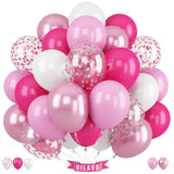 Pink Balloons Set 12 Inch Hot Pink And White Balloons 35 Pcs Rose Red Light Metallic Pink Confetti Balloon For Girls Women Princess Valentines Engagement Wedding Baby Shower Birthday Party Decorations