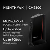 Nighthawk Docsis 3.1 Mid/High-Split Cable Modem (Cm2500) Approved For TodayS Faster Speeds & Compatible With All Providers Incl. Xfinity, Spectrum, Cox - For Plans Up To 2Gbps
