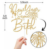 Gold Glitter Funny New Year 2025 Cake Topper Party Decoration