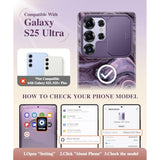Quicksand marble Galaxy S25 Ultra case with slide camera cover & military protection.