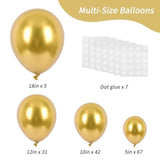 145 Gold Balloons in 5 Sizes – Metallic Latex Party Kit for Birthday, Wedding & Celebration