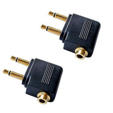 Dual 3.5Mm Male To 3.5Mm Female Airplane Headphone Adapter Gold Plated (2 Pack)