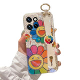For Motorola Moto G 5G 2025 Case 6.7" With Wrist Strap Stand Glitter Imd Cute Kawaii Cartoon Pattern Design Shockproof Protective Phone Cases For Girls & Women - Sunflower