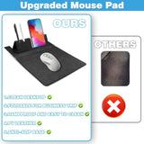 Leather Laptop Mouse Pad With Phone & Pen Holder, Foldable Travel Mouse Pad For Home/School/Office (Black)