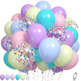 Pastel Balloons, Multicolor Macaron Balloons Colorful Latex Party Balloon, Baby Pink Blue Purple Yellow And Teal Rainbow Confetti Balloon For Kids Pastel Birthday Easter Party Baby Shower Wedding