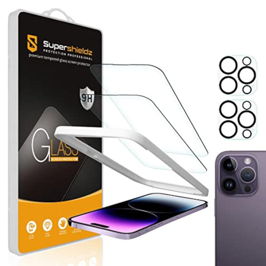 (2 Pack) Designed For Iphone 14 Pro Max (6.7 Inch)+ Camera Lens Tempered Glass Screen Protector With (Easy Installation Tray), Anti Scratch, Bubble Free