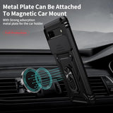 Google Pixel 7 Case with Camera Lens Cover, HD Screen Protector, 10 FT Military Grade Drop Protection, Magnetic Ring Holder Kickstand Protective Phone Case for Google Pixel 7, Black