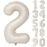 40" Cream White Number 2 Balloon – Helium Foil Mylar for Birthday & Party Decorations