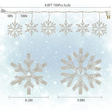 8.5 Ft Snowflake Lights With 6 Drops, 100 Counts Clear Blubs Christmas String Lights, Plug In & Connectable Icicle Fairy