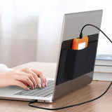 3-Pocket Mouse Holder For Laptop Stick On, External Hard Drive Ssd Holder For Laptop, Stick On Pouch Organizer Adhesive Pocket Storage Sleeve For Mouse/Hdd/Ssd/Cables, Computer Accessories,Black