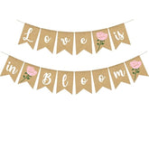 Love Is In Bloom Banner Floral Bridal Shower Decoration Flower Burlap Garlands Blooming Shower Supplies, Pink