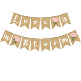 Love Is In Bloom Banner Floral Bridal Shower Decoration Flower Burlap Garlands Blooming Shower Supplies, Pink