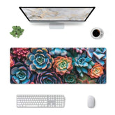 Colorful Succulent Botanical Mouse Pad, Large Mousepad, Desk Mat For Office Home School, Non-Slip, Mouse Pads Accessories Gifts For Laptop Computer Keyboard Decor 11.8X31.5In