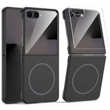 Magnetic For Samsung Galaxy Z Flip 7 Case, Compatible With Magsafe, Built-In Screen Protector, Flip7 Slim Hard Shockproof Phone Cover, Black