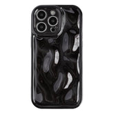 For Iphone 16 Pro Case,Water Ripple Wave Meteorite Bubble Chrome Plating Soft Phone Case (Light Black)