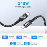 Usb 4 Cable(6.6Ft, 2Packs) Compatible With Thunderbolt 4/3 40Gbps High Speed Type C To Usb C Cable Supports 240W Fast Charing And 8K@60Hz Display For Iphone 16/15 Macbook, Ipad