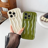 For Iphone 14 Pro Case,Water Ripple Pattern Curly Wave Frame Soft Phone Case (White)