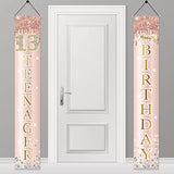 10Th Birthday Door Banner Decorations For Girls, Pink Rose Gold Double
