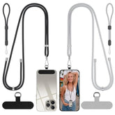 Phone Lanyard, Crossbody Cell Phone Lanyard, Long & Wrist Nylon Phone Strap Tether Pads For All Mobile Phones Black Grey