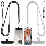 Phone Lanyard, Crossbody Cell Phone Lanyard, Long & Wrist Nylon Phone Strap Tether Pads For All Mobile Phones Black Grey