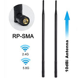 1.3Ft 2X 10Dbi Wifi Bluetooth Antenna Dual Band Omni Directional Antenna 2.4Ghz/5Ghz Rp-Sma Male Long Range For Wireless Wi-Fi Router Network Devices Pc Camera Wifi 6 Adapter Desktop Pc Usb Adapter
