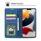 Premium PU Leather Wallet Case for iPhone 14 with 3 Card Holders, Blue