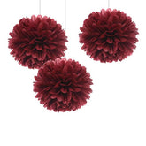 12-Pack 12-Inch Burgundy Tissue Pom Poms for Party and Wedding Decor