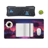 Purple Sun Palm Trees Vaporwave Cyber Large Gaming Mouse Pad Non-Slip Rubber Base Desk Mat Computer Accessories For Office & Gaming Setups 30X60Cm