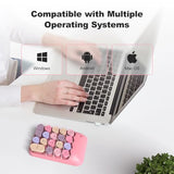 Wireless Number Pads - Pink Numeric Keypad 18 Keys Usb 2.4G Round Keycap Colorful Extensions Keypads, Financial Accounting Portable Numpad 10 Key For Laptop/Pc/Notebook/Surface Pro